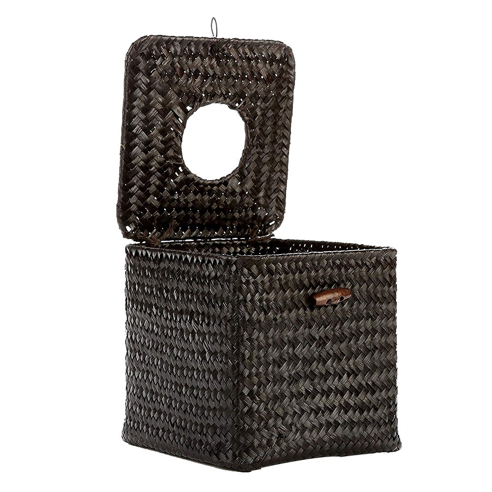 Vierkante Tissue Box Cover Tissue Houder Zeewier Hand Geweven Papier Handdoek Servet Dispenser Voor Thuis Restaurant