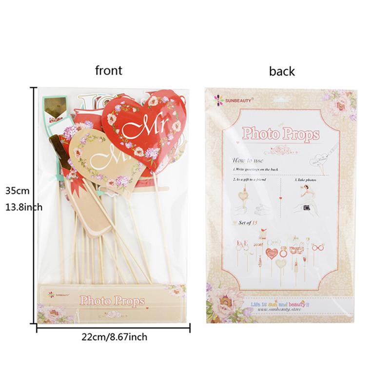 16pcs Wedding Paper Handheld Photo Props Set Photo Booth Props Set Photography Accessories Wedding Party Supplies for Couple