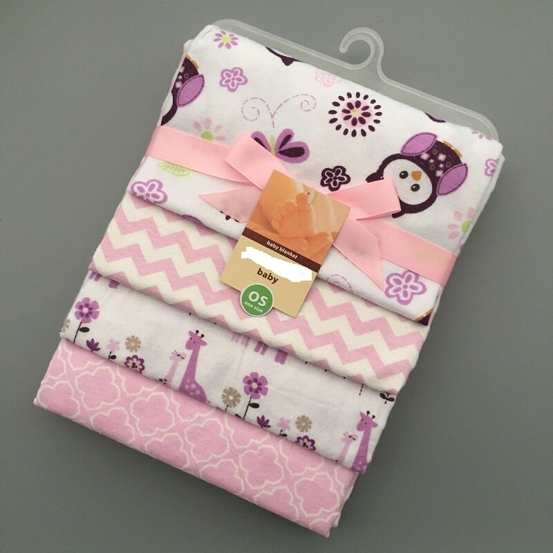 Lot de 100%  4 pour bébé en flanelle de coton ultra douce, drap de lit 76*76cm nouveau-né: 3