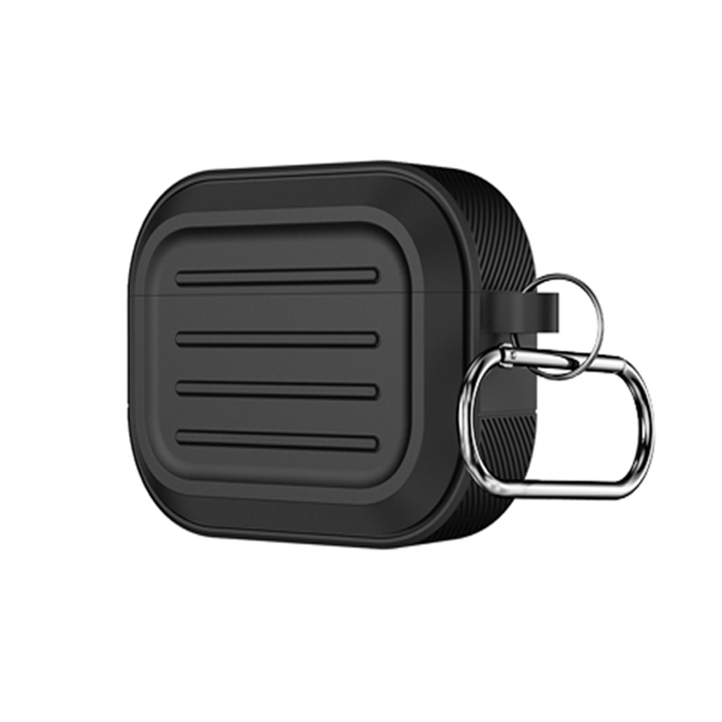 AirPods Pro Case Cover with Key buckle Soft Silicone Protective Case for Apple AirPod Pro 2nd/1st Generation Case for Women Men: 2XS / black