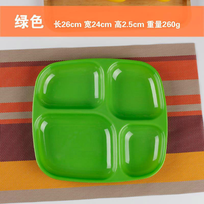 10 Inches Divided Plates,Melamine Tray Plate,Stackable,Dishwasher Safe (blue),Imitation Porcelain Square 4 Grid Fast Food Plate: 5