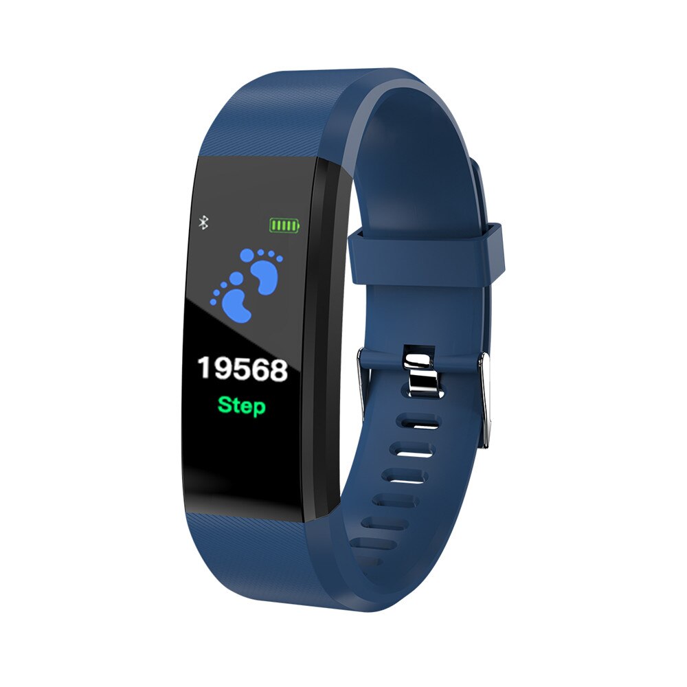 115 Plus Bluetooth Smart Horloge Bloeddruk Hartslagmeter Smartwatch Fitness Tracker Armband Waterdichte Sport Slimme Band: Blauw