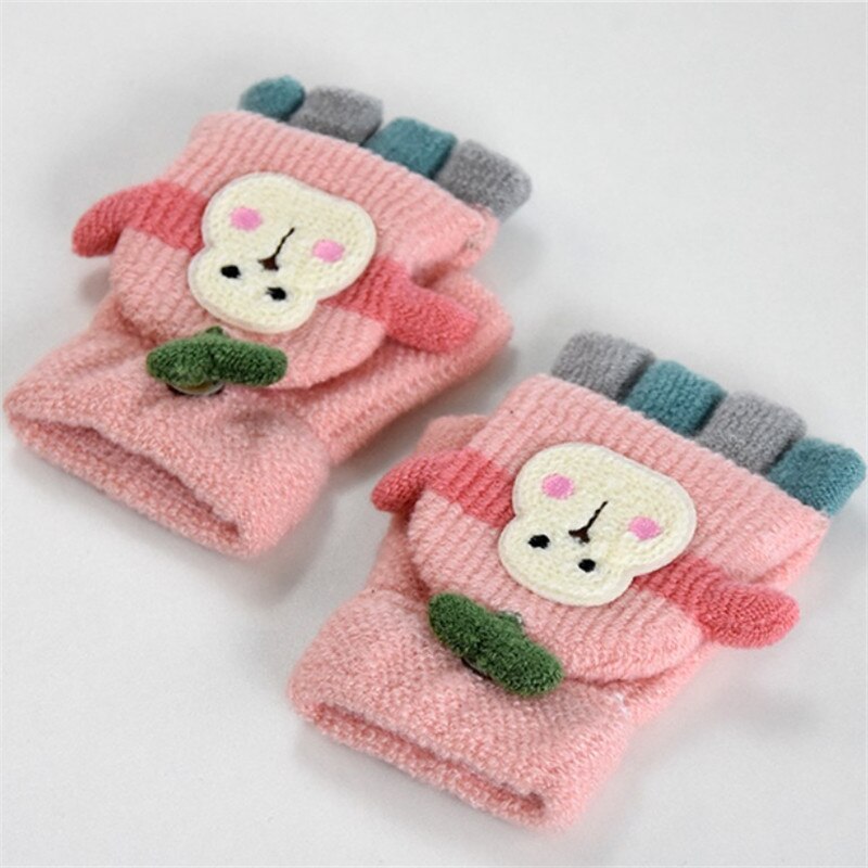 Leuke Baby Handschoenen Winter Warm Kids Handschoenen voor 1 tot 5 Y Kind Handschoenen Kindje Vinger Handschoenen met Flip Wanten: pink