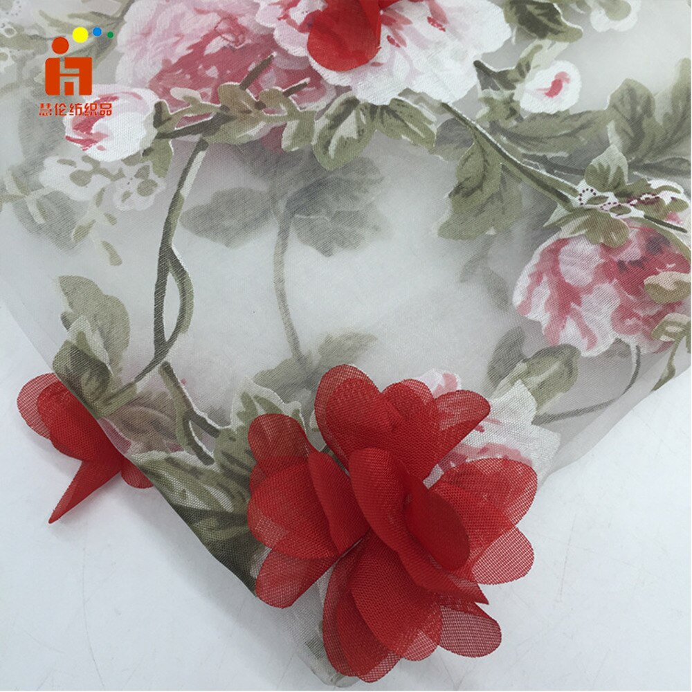 Bredde 140cm broderede blomster blonder stof dubai syning diy tyl applikation bånd kjole bryllupsfest kjole guipure dekoration