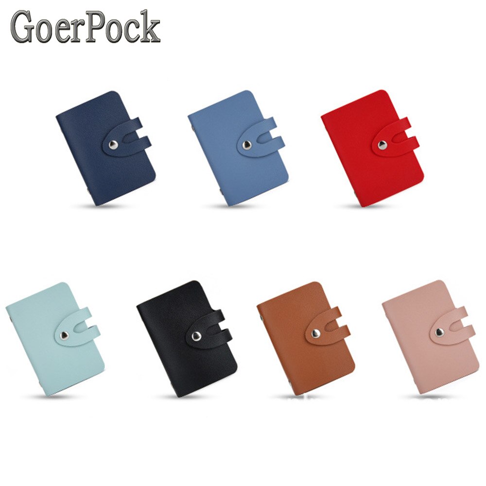 Leather Function 24 Bits Card Case Business Card Holder Men Women Credit Passport Card Bag ID Passport Card Wallet