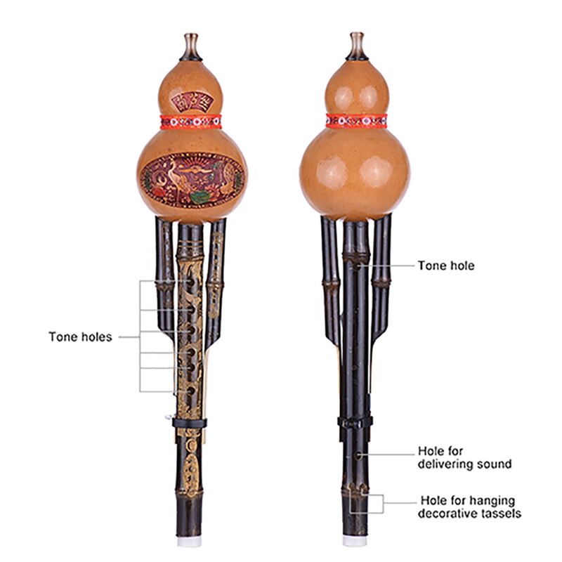 Chinese Handmade Cucurbit Silk Cucurbit Silk National Wind Musical Instrument Flute Handcraved Art Recorder Beginners Instrument