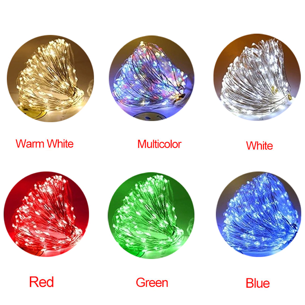 Guirnaldas de luces Led operadas por USB, 8 modos, guirnalda de luces LED de alambre de cobre IP65, guirnalda impermeable, decoración para de boda y Navidad DIY
