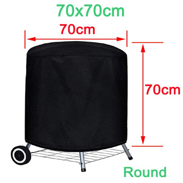 BBQ Cover Outdoor Stof Waterdichte Weber Zware Grill Cover Regen Beschermende outdoor Barbecue cover ronde bbq grill zwart: 70x70cm