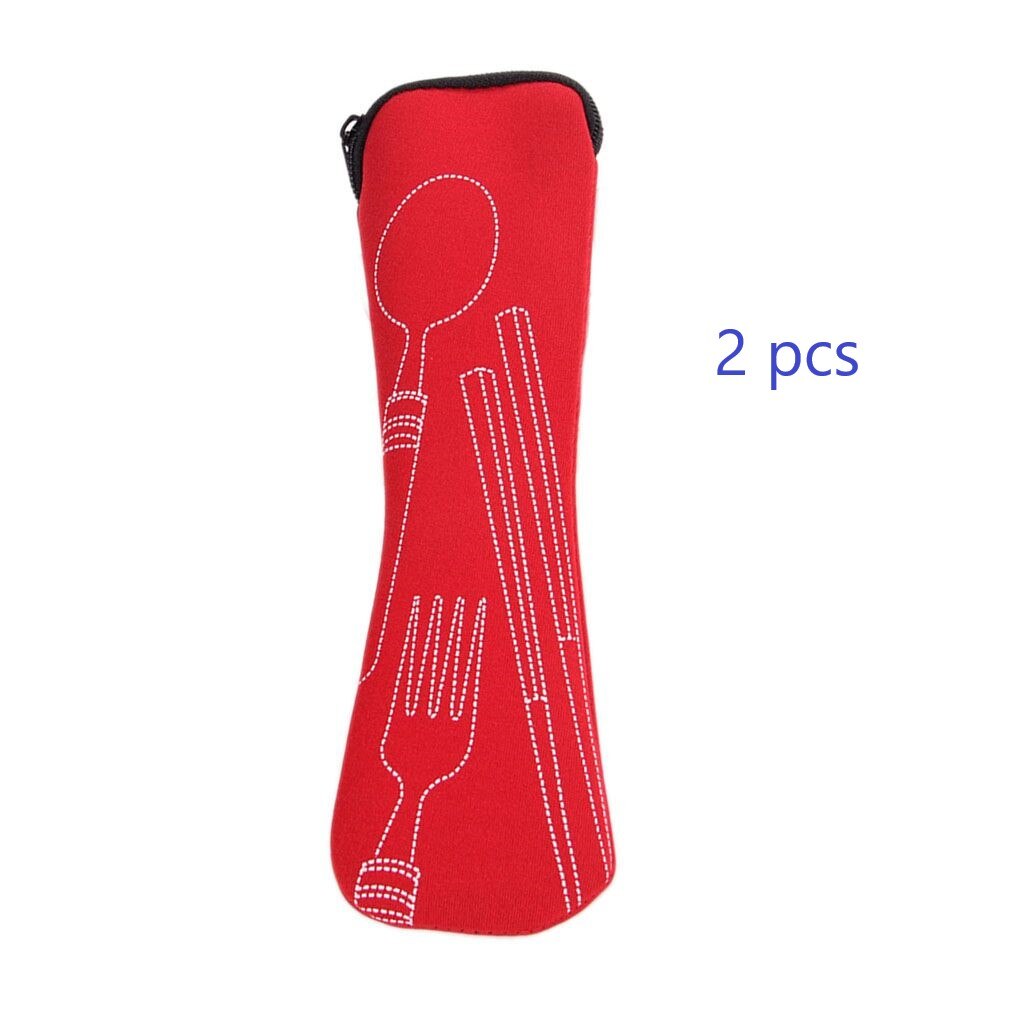 Accesorios de viaje 1 Uds. Popular 3x tenedor cuchara cubierta bolsa cubiertos Portátil Bolsa de pícnic de Camping utensilios para pícnic: NO.1 2 pcs