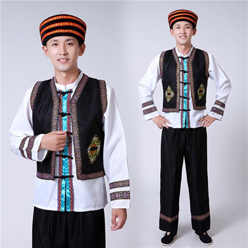 Hmong men clothes national Chinese folk dance thnic modern hmong clothes dance costumes classical hmong clothes FF1974