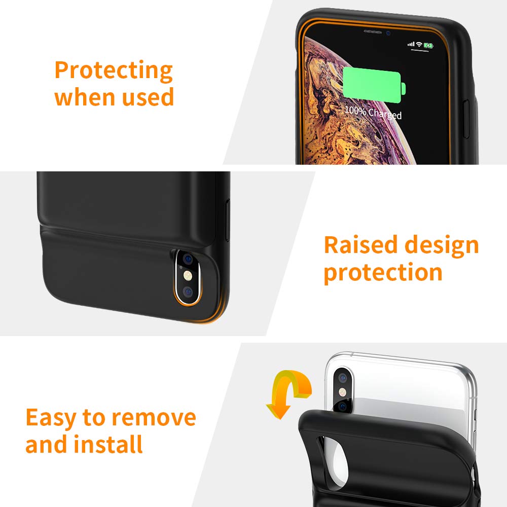 NEWDERY Cassa di Batteria per il iPhone Xs Max, 10000mAh di Ricarica Cassa di Batteria Per il iPhone Xs Max, caso di alimentazione di Protezione Caso di Backup