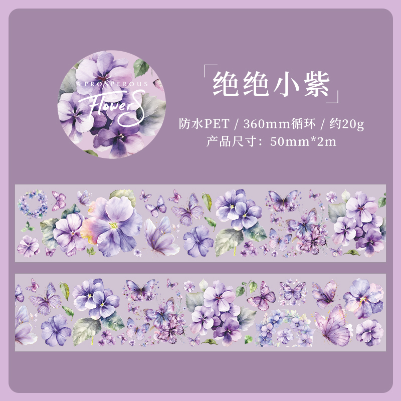 Cinta adhesiva decorativa para álbum de recortes, 50mm x 2m, cintas de mariposa y flor para mascotas, cintas adhesivas, suministros de papelería estética: Transparente