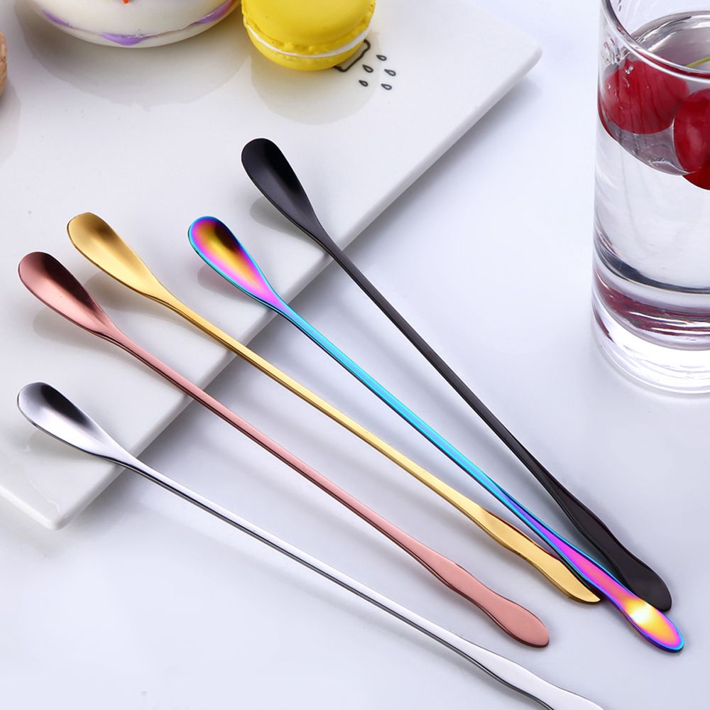 Stijl 1Pc Rvs Koffie Lepel Met Lange Steel Kleurrijke Koffie Scoops Dessert Thee Lepel Gevulde Keuken Gadget tool
