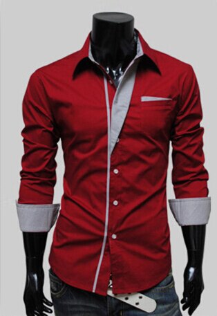 Camisas informales a la para hombre, camisas de talla grande 3XL para primavera y otoño ajustadas, camisas de manga larga para hombre, camisas blancas para hombre, ropa para hombre: red / XXL