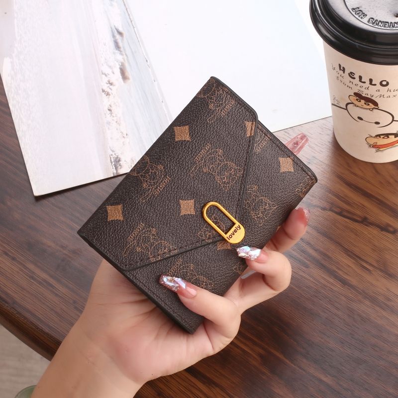 Stylish and Minimalist Three-fold Wallet for Women with Multiple Card Slots, Trendy Short Ladies' Wallet with Coin Pocket: Brown