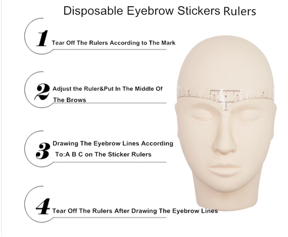 1/10 st engångs semi-permanent ögonbrynslinjal makeup ögonbrynsmått verktyg ögonbrynsguide linjal microblading bromsok stencil
