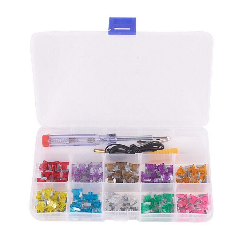 Generisk bil micro mini säkring 3/4/5/7.5/10/15/20/25/30/35a pack  of 100 +  testpenna
