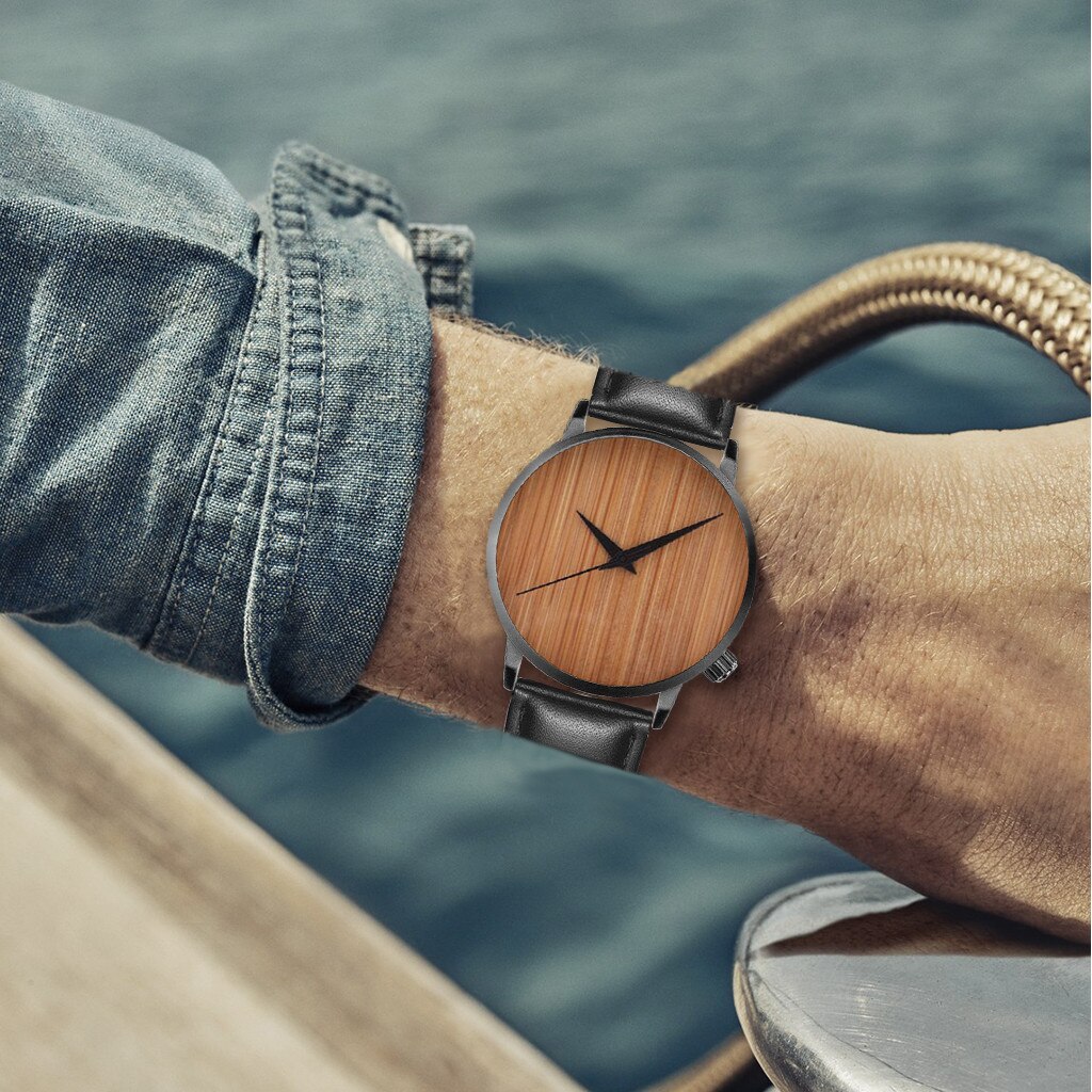 Zegarek Damski Vrouwen Horloges Creatieve Persoonlijkheid Houten Sleek Wijzerplaat Quartz Polshorloge Europese Zonder Digitale Herenhorloge Reloj