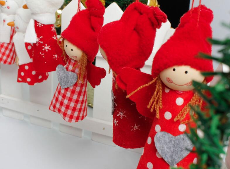 6 Stuks Kerst Engel En Sneeuwpop Doek Pop Beschrijving Kerst Opknoping Ornamenten Hanger Kerstcadeau