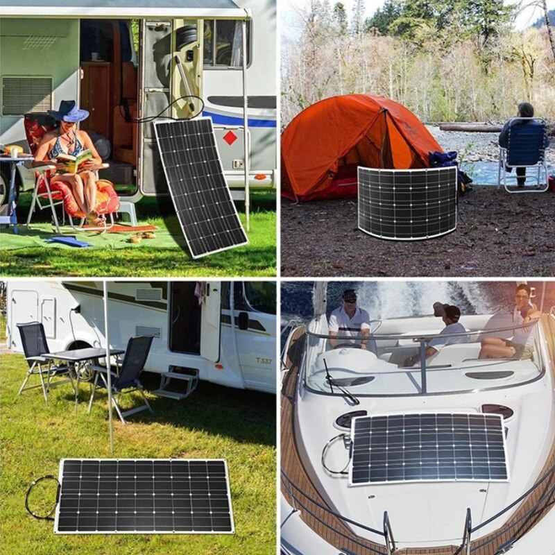 180w 12v solcellepanel sett 1/2 usb-havn av monokrystallinsk modul lcd-skjerm med 20a solcelle ladekontroller