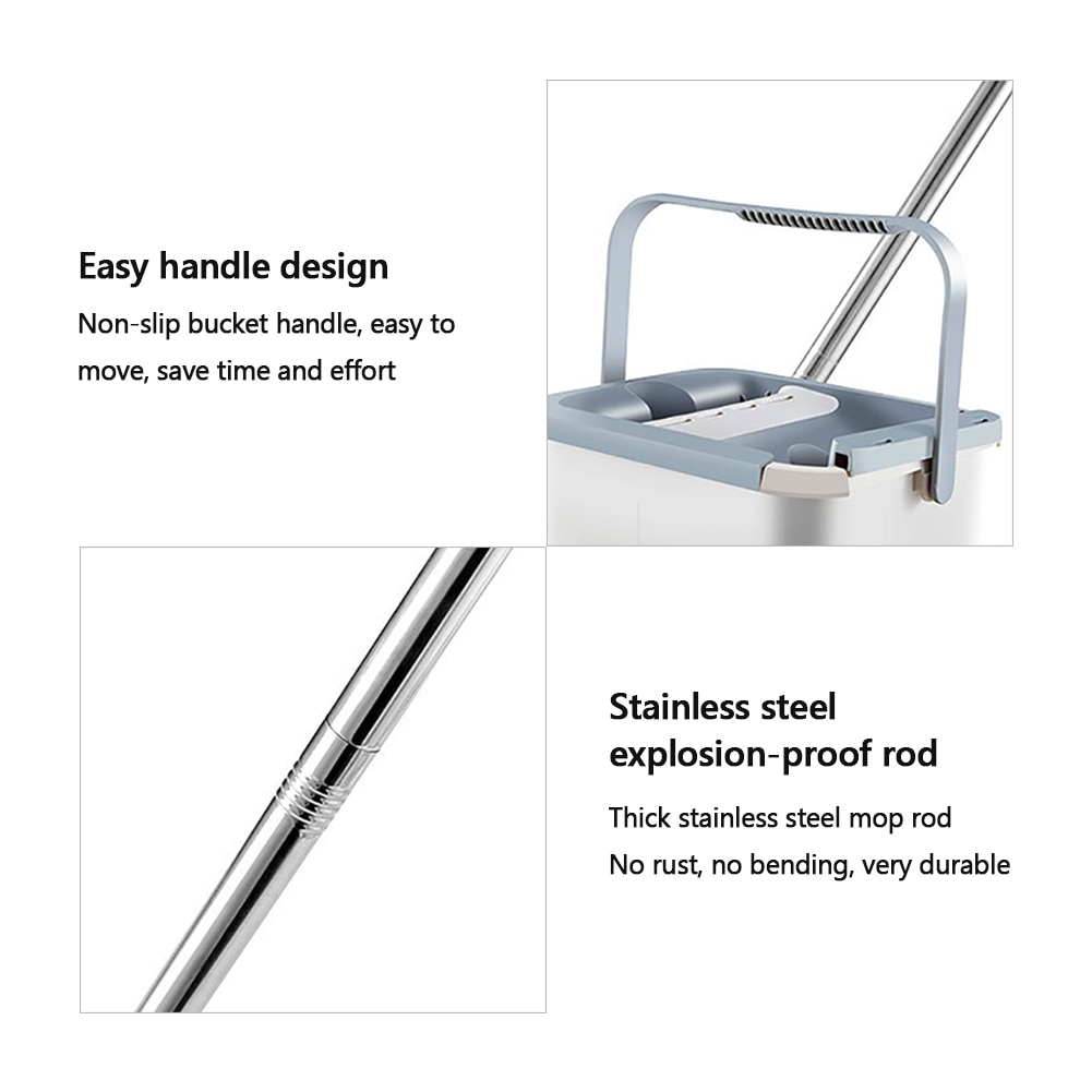 Floor Mop Set Automatic Mop Flat Buckets Avoid Hand Washing Set With Microfiber Pads Wash Cleaning System Floor Squeeze Magic