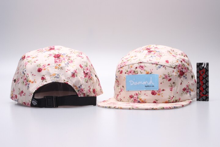 Summer Spring outdoor casual Embroidery Fitted Flat Hats Floral 5 panel hats classic strapback bone: YP01