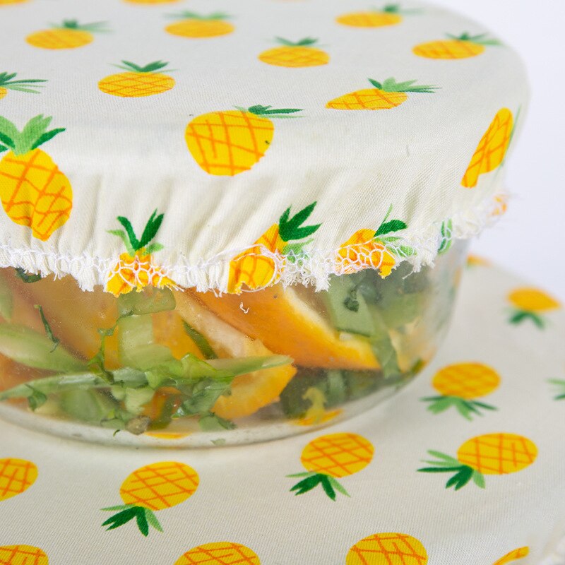 Couvercle de bol réutilisable, lavable, anti-poussière, 3 tailles/ensemble, pour garder les aliments au frais, bol, assiette, tissu, 4 motifs de fruits en option