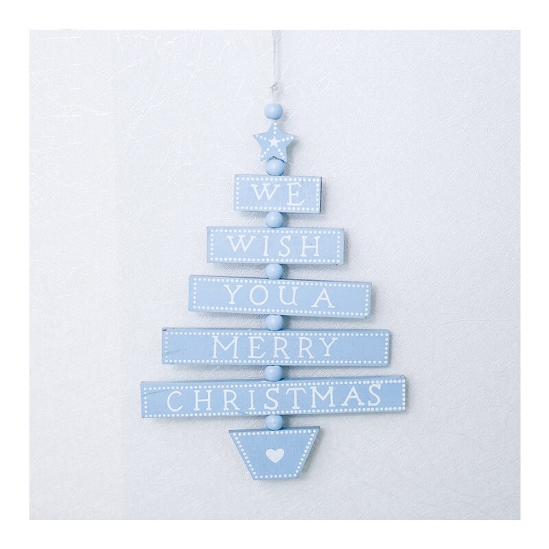 Santa Claus Year Natural Wood Christmas Door Tree Ornaments Pendant Hanging Xmas Decor Home Party Decorations: Blue