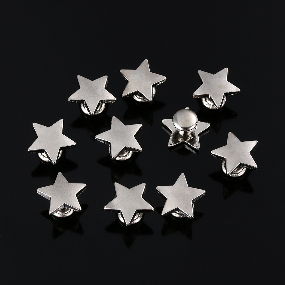 20Pcs Metal Stars Klinknagels Diy Kleding Hoed Tas Schoenen Lederen Ambachten Decoratie Benodigdheden Kledingstuk Naaien Glas Boor Nail Knop