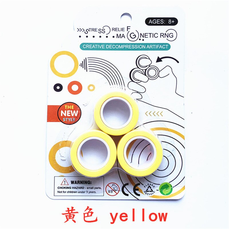 Anillos magnéticos para los dedos, antiestrés, engranajes de aleta, anillos magnéticos para el autismo, ADHD, alivio de la ansiedad, enfoque, juguetes antiestrés para niños: Yellow