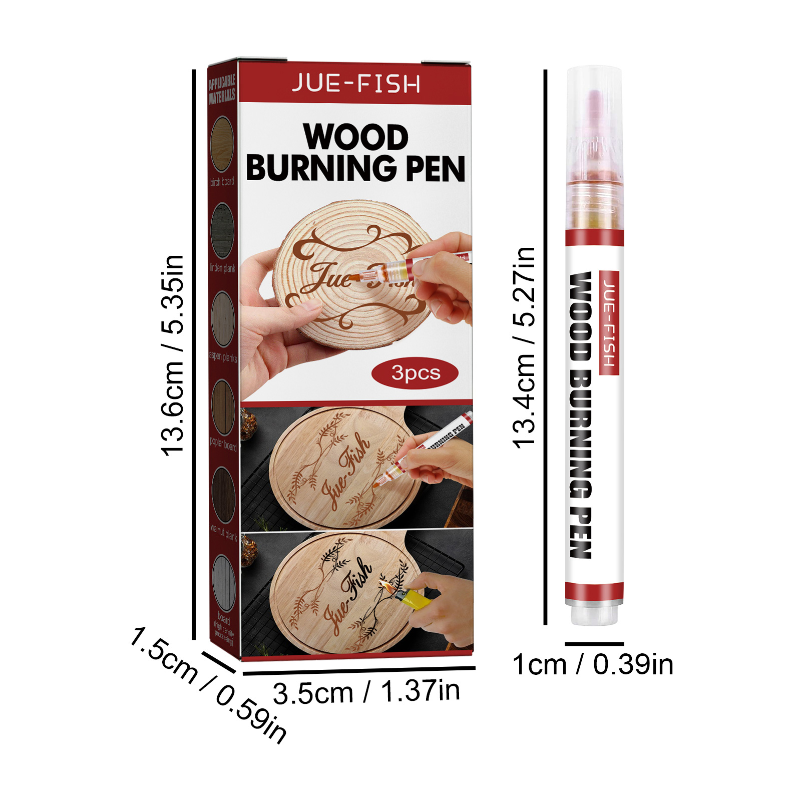 Chemische houtbrandstiften, praktische houtbrandmarkers, pennen voor pyrografie, karamelmarkers, benodigdheden voor pyrografie.