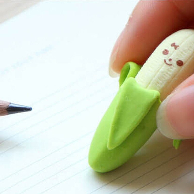 Cartoon Banana Eraser 2 Pcs Lovely Cute Banana Fruit Style Rubber Pencil Eraser Students Stationery School Supplie