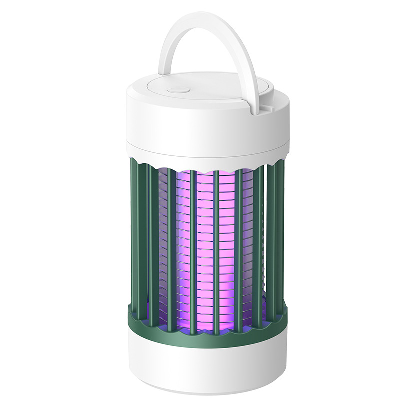 Inomhus myggdödare, högspänningsbelyst mygg-uv-lampa, hängbar, usb-uppladdningsbar elektrisk chock för camping hemma: Grön