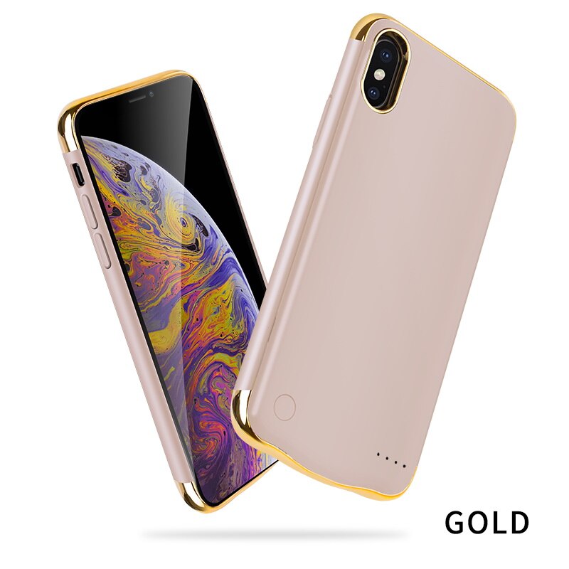 NTSPACE 5500mAh Ultra Thin Portable Power Bank Pack Battery Charger Case For iPhone X XS Battery Case External Backup Power Case: Gold