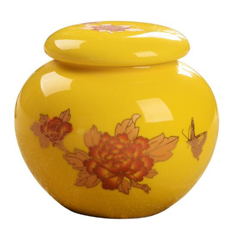 Chinese Style Container Cans Teaware Kitchen Household Supply Ceramic Peony Pattern Tea Caddy Tea Box Sealed Storage Jar: 3
