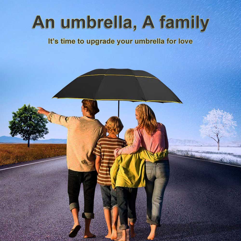 Paraguas para hombre y mujer, sombrilla resistente a la lluvia, al sol y al viento de gran tamaño, accesorio plegable de , 3 pliegues, 130cm