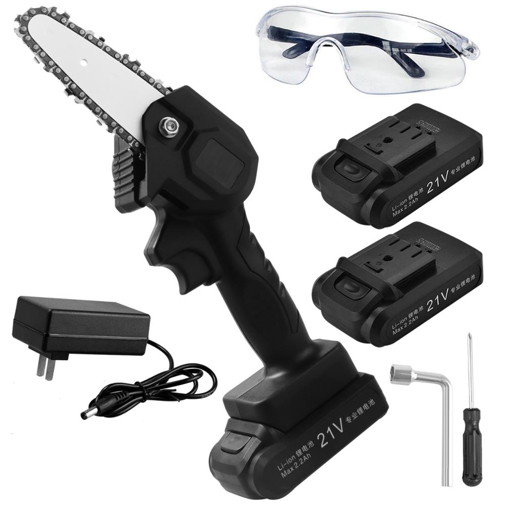 ANENG Mini Electric Chainsaw 4inch 21V Portable Handheld Cordless Pruning Shears Chainsaw for Tree Branch Wood Cutting Tools: US Plug 2