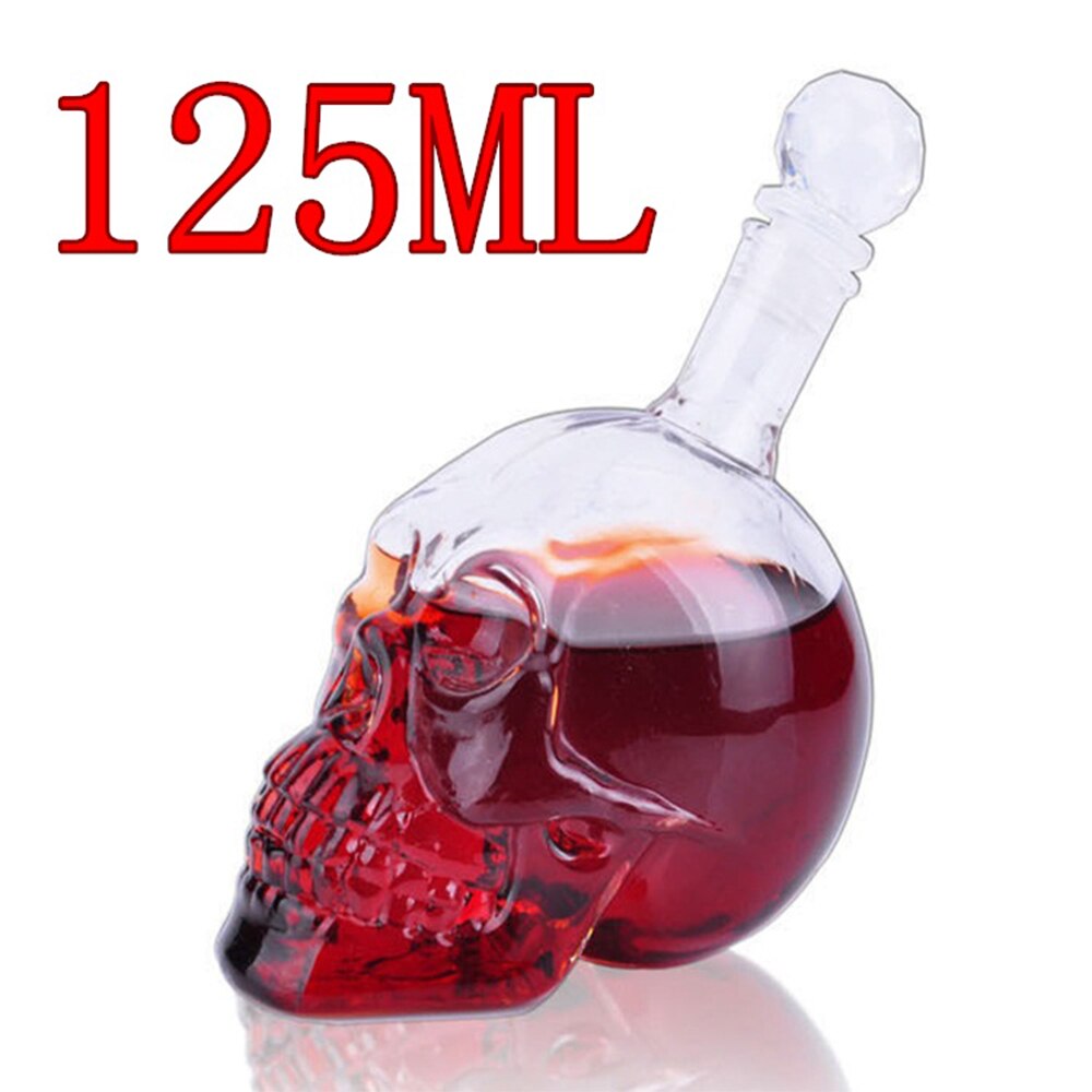 125/350/550/1000ML cráneo creativa jarra de vidrio Whisky Vodka vino botella de cristal de los espíritus de vino transparente bebiendo suministros: 125ML