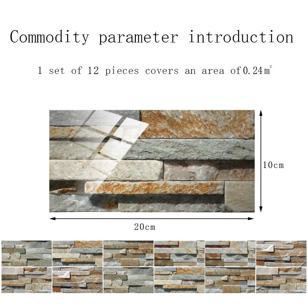 3D Wall Sticker Brick Rock Tile Stickers Backsplash Kitchen Self-adhesive Tiles Bathroom Wall Stickers Waterproof Home Decor