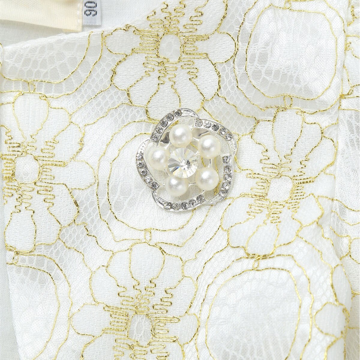 Children's Kids Girls Long Sleeves Jackets Boleros Gold Thread Lace Embroidered Flower Coat Cape Wedding Flower Girl Clothes