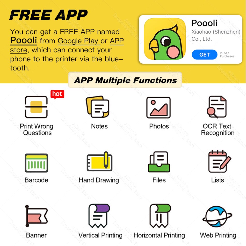 Photo Printer Pocket Thermal Label Printer Portable Bluetooth Wireless Receipt Label Sticker Printer Paper Poooli L1