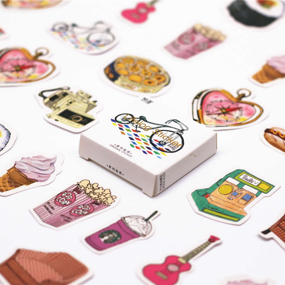 40 PCS Delicious Sweet Dessert Sticker Food Decals Stickers for Children to Laptop Suitcase Guitar Fridge Bicycle Car: L
