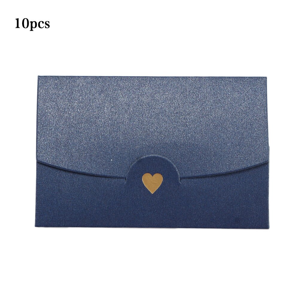 (10 pièces/lot) 10.5*7CM petite carte de voeux nom carte enveloppe estampage à amour nacré papier Mini enveloppes: Blue