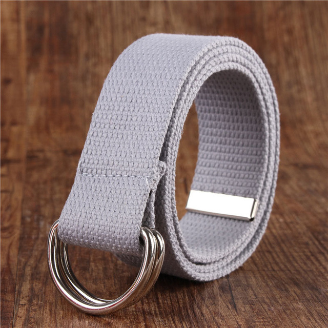 Beste Ybt Unisex Riem Canvas Legering Dubbele Ring Gesp Riem Verstelbare Outdoor Casual Multicolor Vrouwen En Mannen Riem: T Light gray