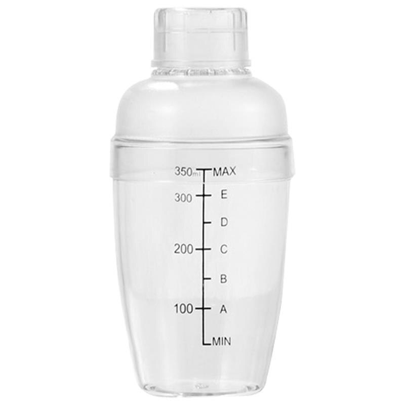 Coctelera de plástico transparente para cócteles, herramienta mezcladora de 350/500/700/1000ml a prueba de golpes para Martini, coctelera para bebidas: Black Scale 350ml