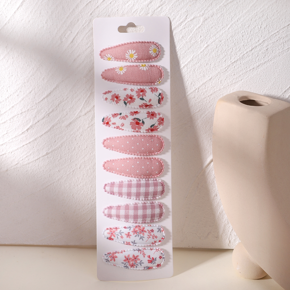 10 Uds. Horquilla para bebé, conjunto de pinzas para el cabello de aleación de algodón con estampado fresco, horquillas BB a cuadros de tela, accesorios para el cabello para niños: Otros