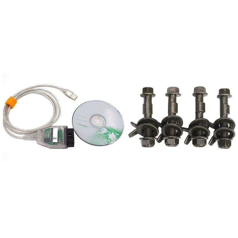 1set pour Bmw-Inpa / Ediabas-K + Dcan Permet Pleine Diagnosic Câble & 4 Pièces 14mm Acier Voiture Quatre Roues Alignement Boulons de Carrossage: Default Title