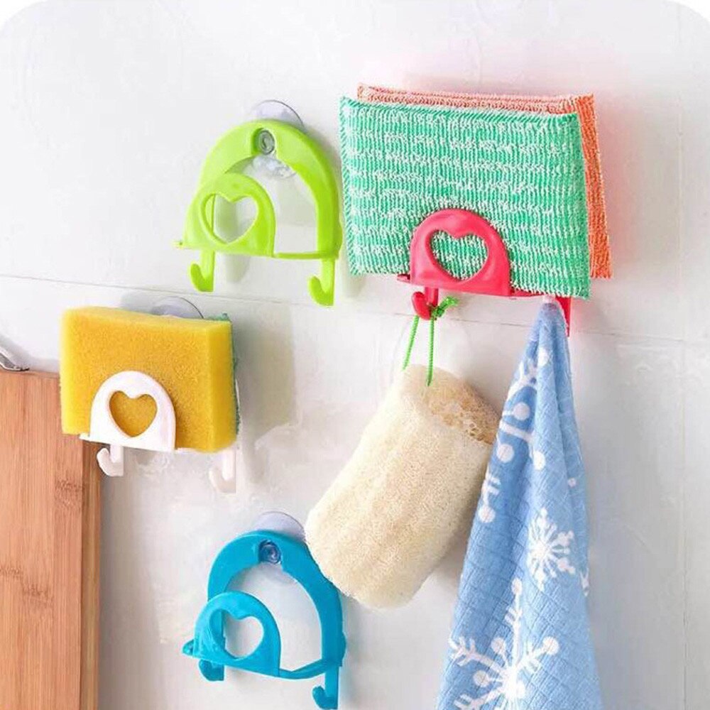 Cute Practical Sponge Holder Suction Cup Convenient Home Kitchen Holder Kit Tools Gadget Bathroom Decor Grocery Rack#30