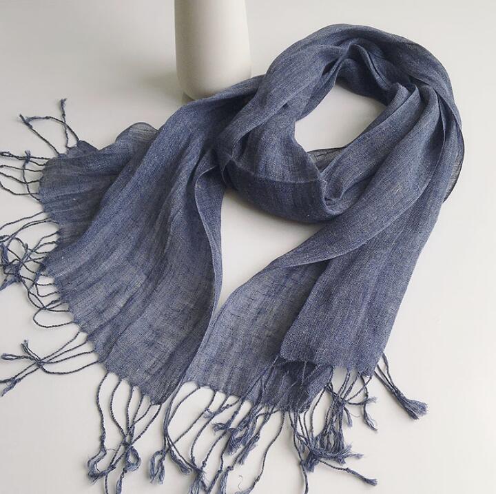 Châles de printemps en lin 100% pour hommes, couleur unie, Style japonais, pour climatisation, grande taille, 45x200cm: color 4