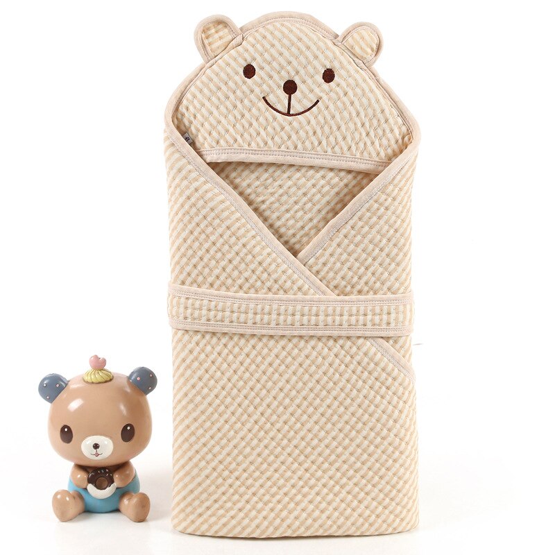 Colored Cotton Newborn Baby Hooded Quilt Baby Outdoor Blanket Bath Towel Little Bear Poncho